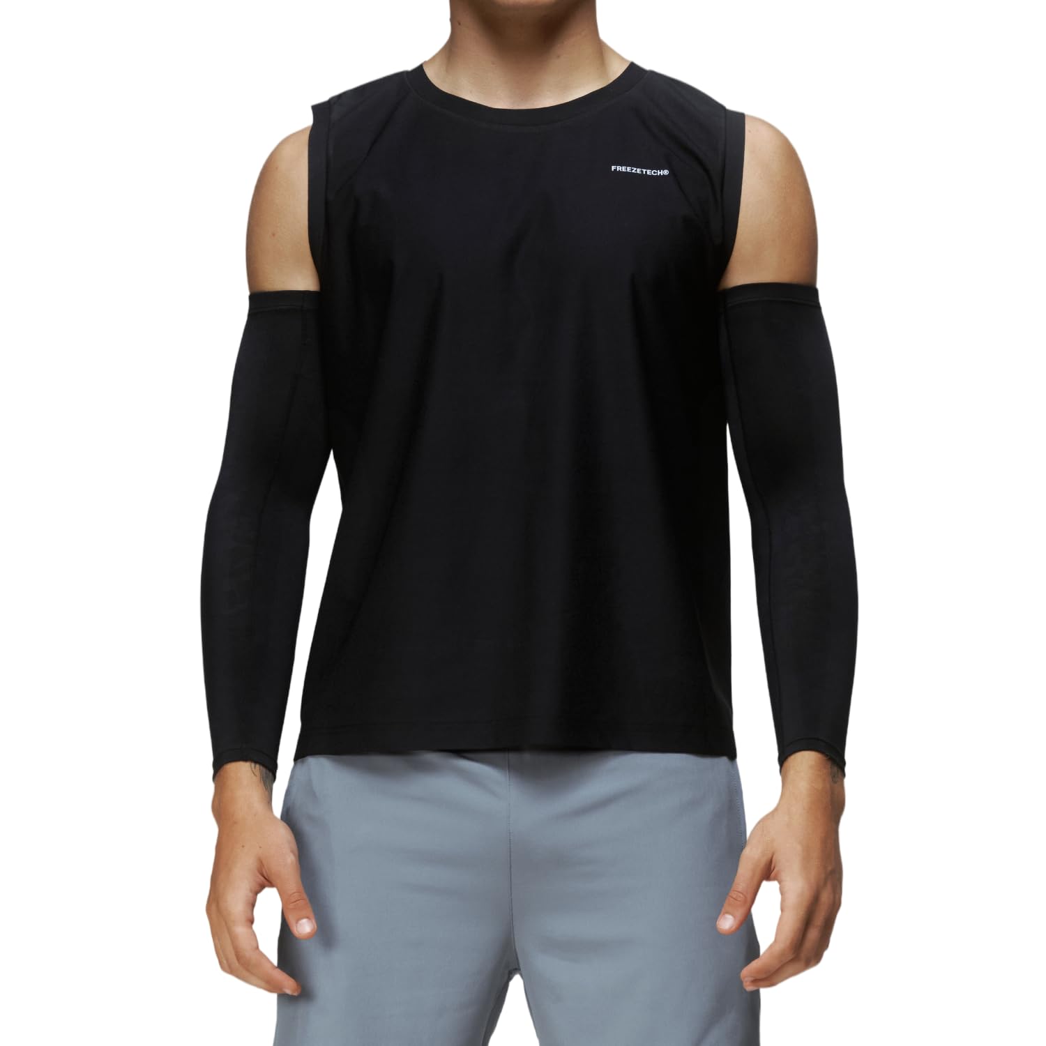 FREEZE TECH Cooling Arm Sleeves – Moisture-Wicking UPF 40+ Sun Protection Quick-Dry for Running