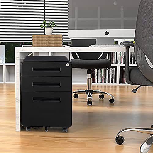 Sisesol 3 Drawer Rolling File Cabinet With Lock, File Cabinets For Home Office Under Desk Cabinet, Modern Filing Cabinet For Home Office With Anti-Tilt Wheels, A4/Letter/Legal Hanging File Drawers #TOP1