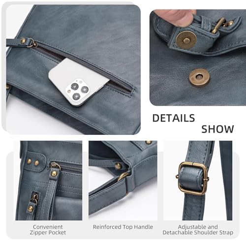 Image of Crossbody Bags for Women Medium PU Leather Multi Pocket Shoulder Purses
