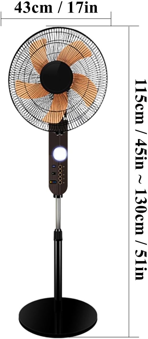 Standing Fan W/Solar Panel, High Velocity Pedestal Fan W/LED Lights, 4-Speeds Quiet Height Adjustable USB Floor Fan