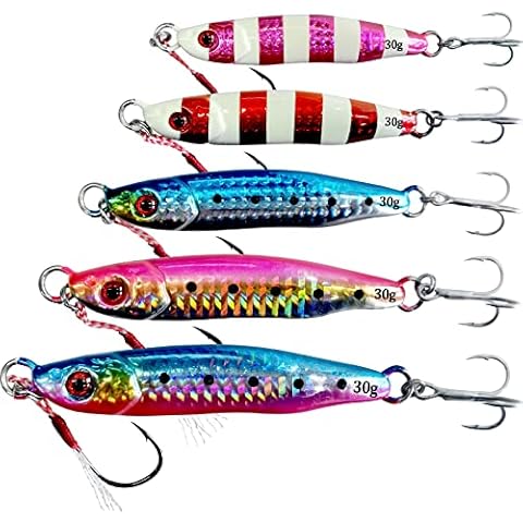 XBLACK Hard Fishing Lures Jigging Bait Sinking Metal Spoons Set 5PCS with Tackle Box for Bass Pike Walleye Perch Fishing in Saltwater Freshwater, XBLACK Baits, Catch Big Fish! Cover