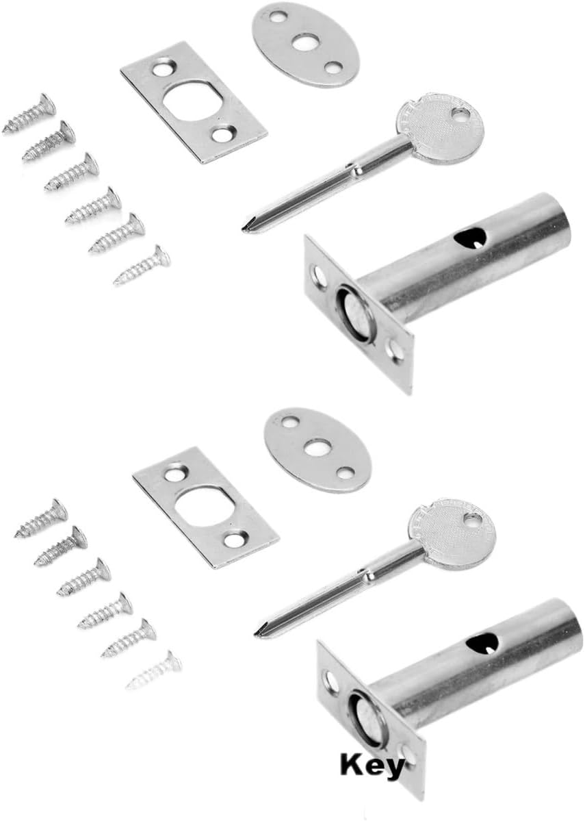Hidden Door Lock 4Set Hidden Manager Tubewell Key Mortise Lock Stainless Steel with Key and Screw for Fire Doors, Office, Home, Shop for Hotel Family Factory Fireproof Door