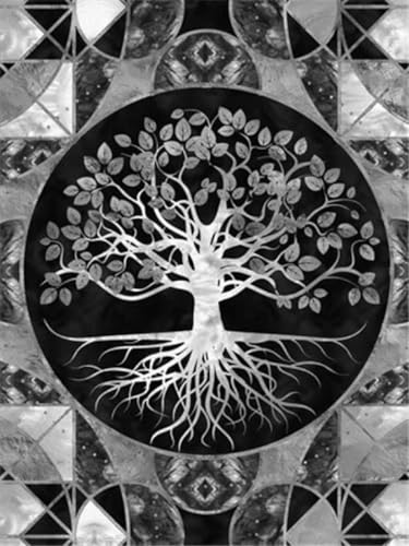 Tableau arbre de vie abstrait pour salon contemporain 50x70cm