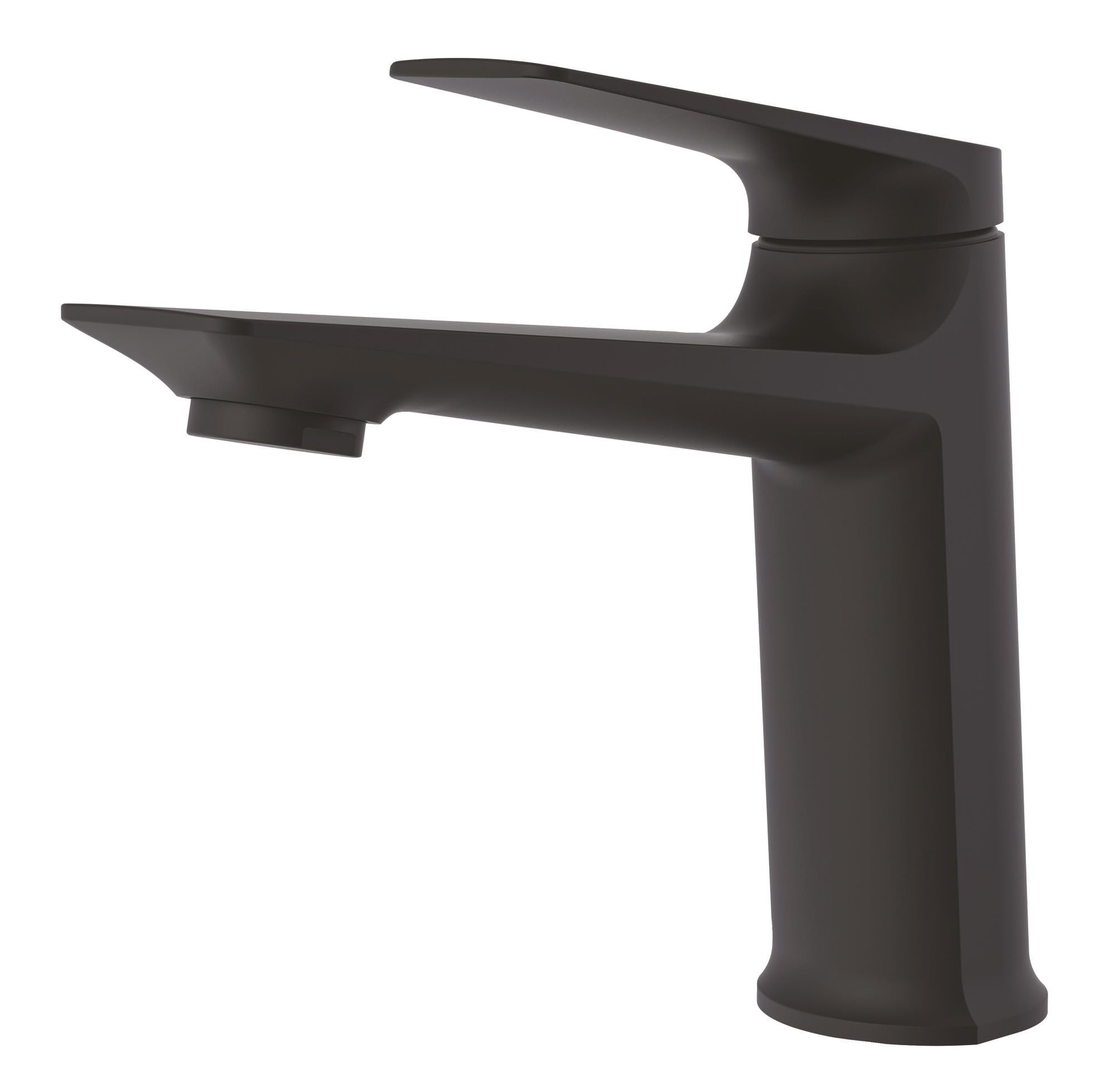 Grifo mezclador de lavabo - Talla S - Silueta limpiada - Mando ergonómico de metal - Cartucho de cerámica Ø30 mm - Flujo 5L/min - Negro - Diseño moderno - Acabado negro