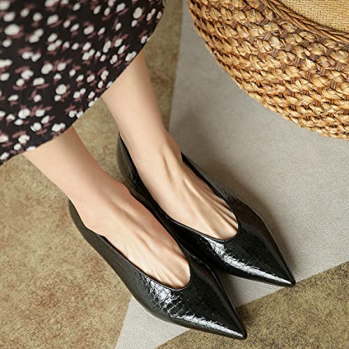 Trendenzy Womens Pointed Toe Low Heel Pumps Chunky Slip On Dress Shoes2