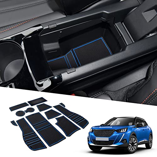 BIXUAN kompatibel mit Peugeot 2008 e-2008 P24 2020-2023 2024 Antirutschmatten Mittelkonsole Armlehne Gummimatten Getränkehalter Matte rutschfeste Türnaht Matten 12 Stück...
