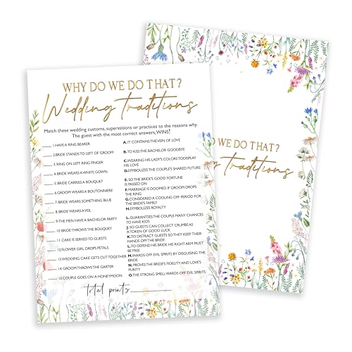 Wildflowers Games Cards, Wedding Shower Games Set, Wedding Traditions Bridal Shower Game, Spring Flower Themed Bachelorette Party Game, Engagement Party Supplies, Set Of 25 Cards-11