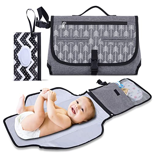 Image of Portable Diaper Changing Pad for Baby, Detachable Travel Changing Pad with Built-in Pillow & Wipes Pouch, Lightweight Diaper Changing Station - Changing Pad Portable, Baby Shower Gifts