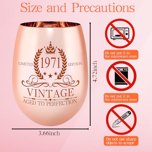 Vintage 1971 Wine Glass, 55th Birthday Gifts for Women Female, 55th Birthday Decorations, 55th Birthday Gifts Idea for Wife Mom Sister Friends Aunt Ladies, Turning 55 Present by JOUWUI - Image 3