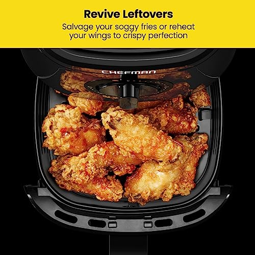 Chefman Turbofry 2-Quart Air Fryer, Dishwasher Safe Basket & Tray, Use Little To No Oil For Healthy Food, 60 Minute Timer, Fry Healthier Meals Fast, Heat And Power Indicator Light, Temp Control, Black #TOP3
