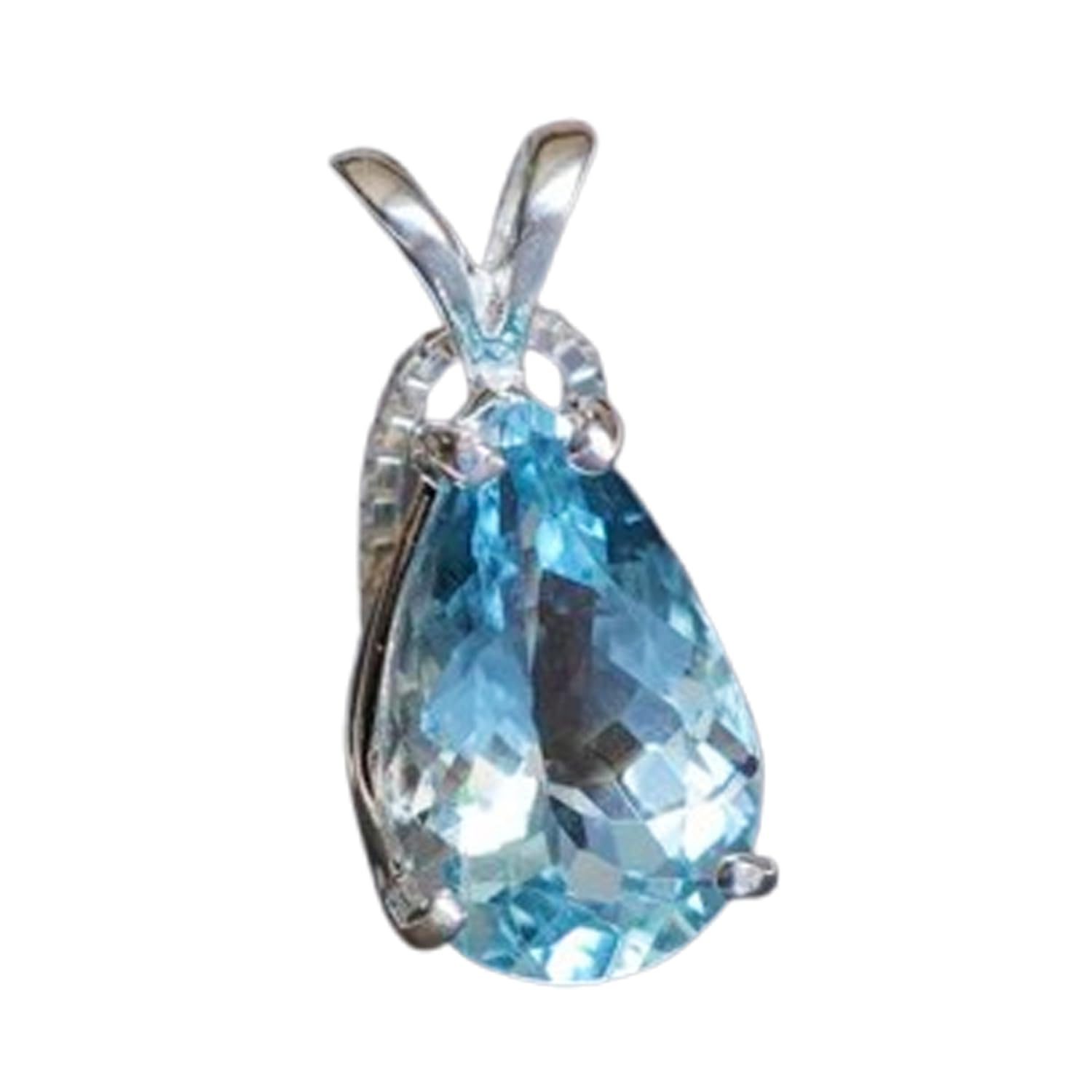 Collar de aguamarina natural en forma de pera con cadena de plata de ley 925 de 45 cm 5
