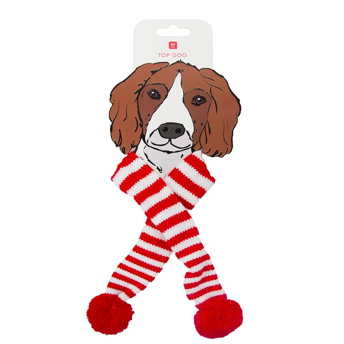 Talking Tables White and Red Christmas Scarf for Dogs Clothes with Pom Poms | Costume Pet Apparel Accessories for Xmas Gifts, Size Small - Medium