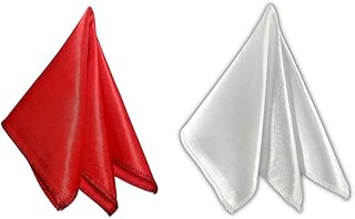 young arrow Satin Pocket Square for Men, Wedding Handkerchief for Suits, Blazers & Tuxedo, Men's Pocket Square Combo (Pack of 2) (White & Red)-picture-19
