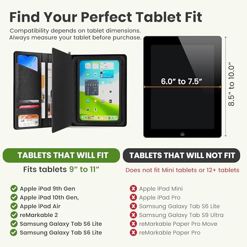 Universal Padfolio Case – Tablet Portfolio Organizer with Notepad Holder – Compatible with iPad 10th 11th Gen, iPad Pro 11, iPad 7 8 9 10.2 10.9 and 9.7 inches by KHOMO - Image 4