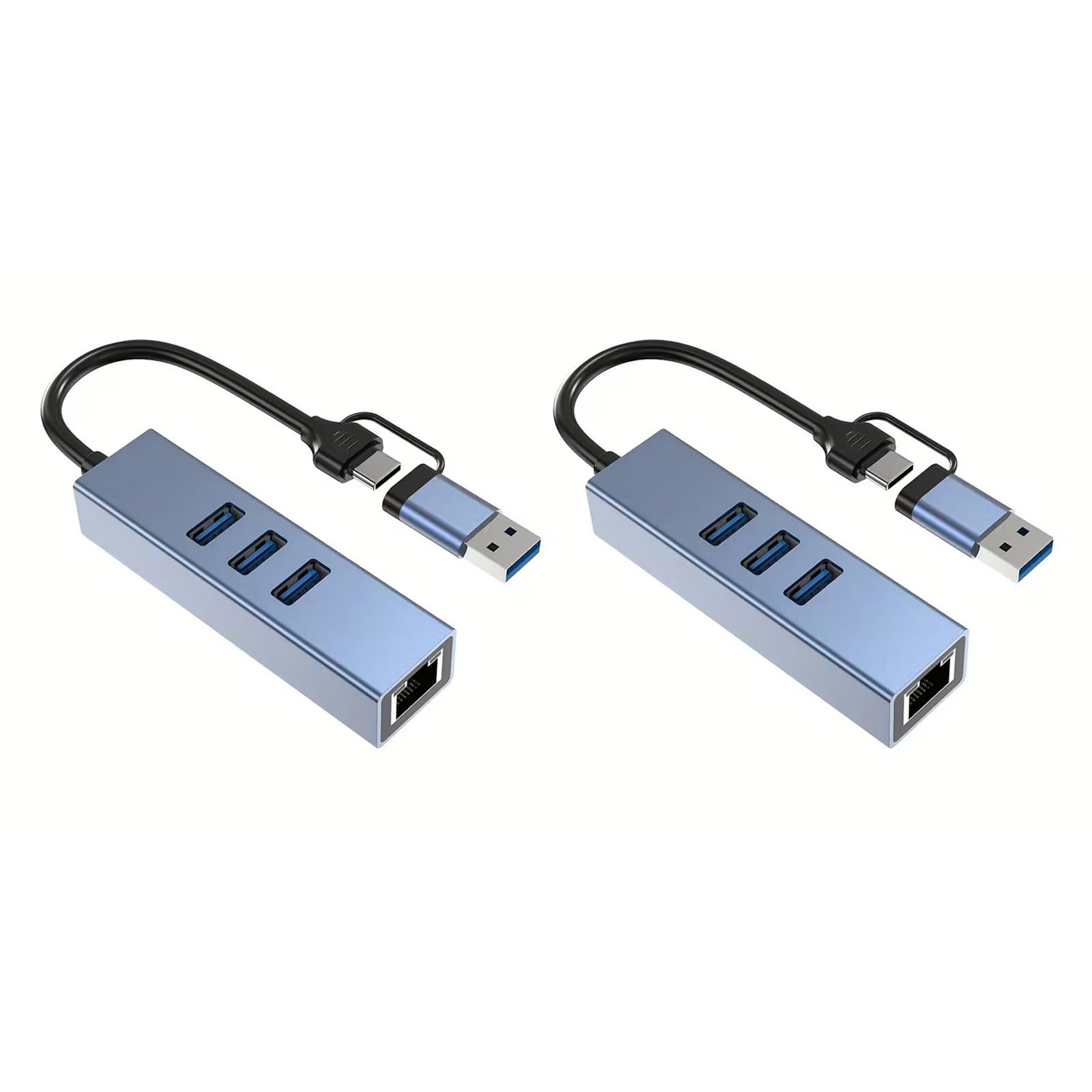 Concentrateurs USB A et USB C multifonctionnels avec port Ethernet RJ45 Gigabit 1000 Mbps 100 Mbps pour ordinateur portable, PC, appareils de voyage, Ethernet