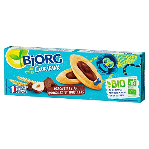 BJORG - Biscuits Barquettes Au Chocolat & Noisettes - Biscuits Bio- Sans Huile De Palme - Source De Fibres - 120 G Cover