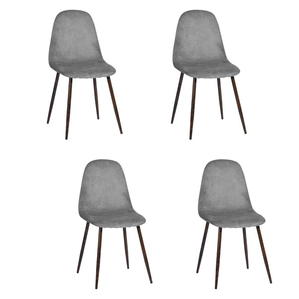 Homy CasaDining Chairs Set of 4, Fabric Dining Chairs Mid-Century Modern Style Fabric Upholstered Armless Chairs with Wooden Metal Legs Comfortable for Living Kitchen Dining Room (Grey)