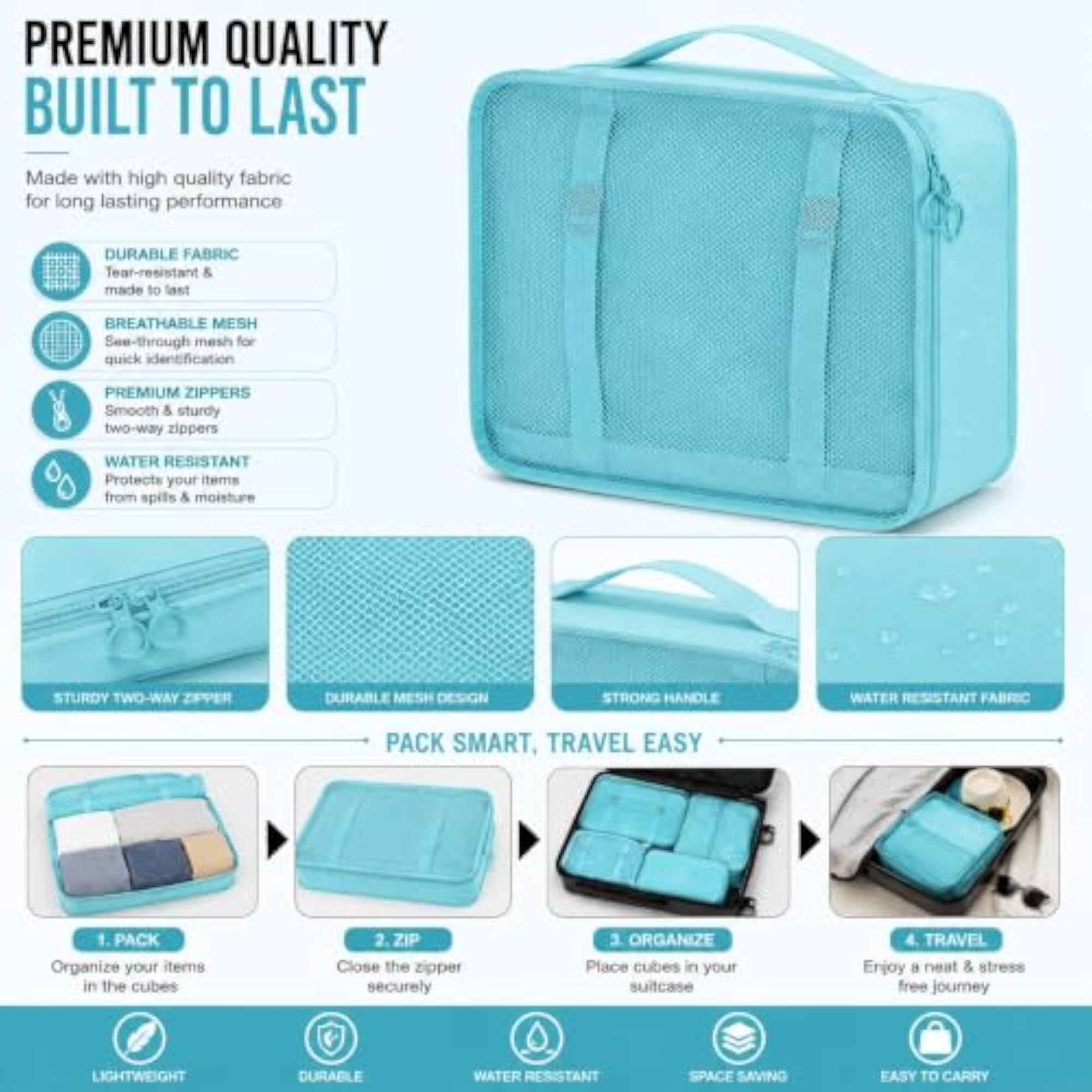 7 Pieces Packing Cubes Travel Organizer, Luggage Organizer Bags
