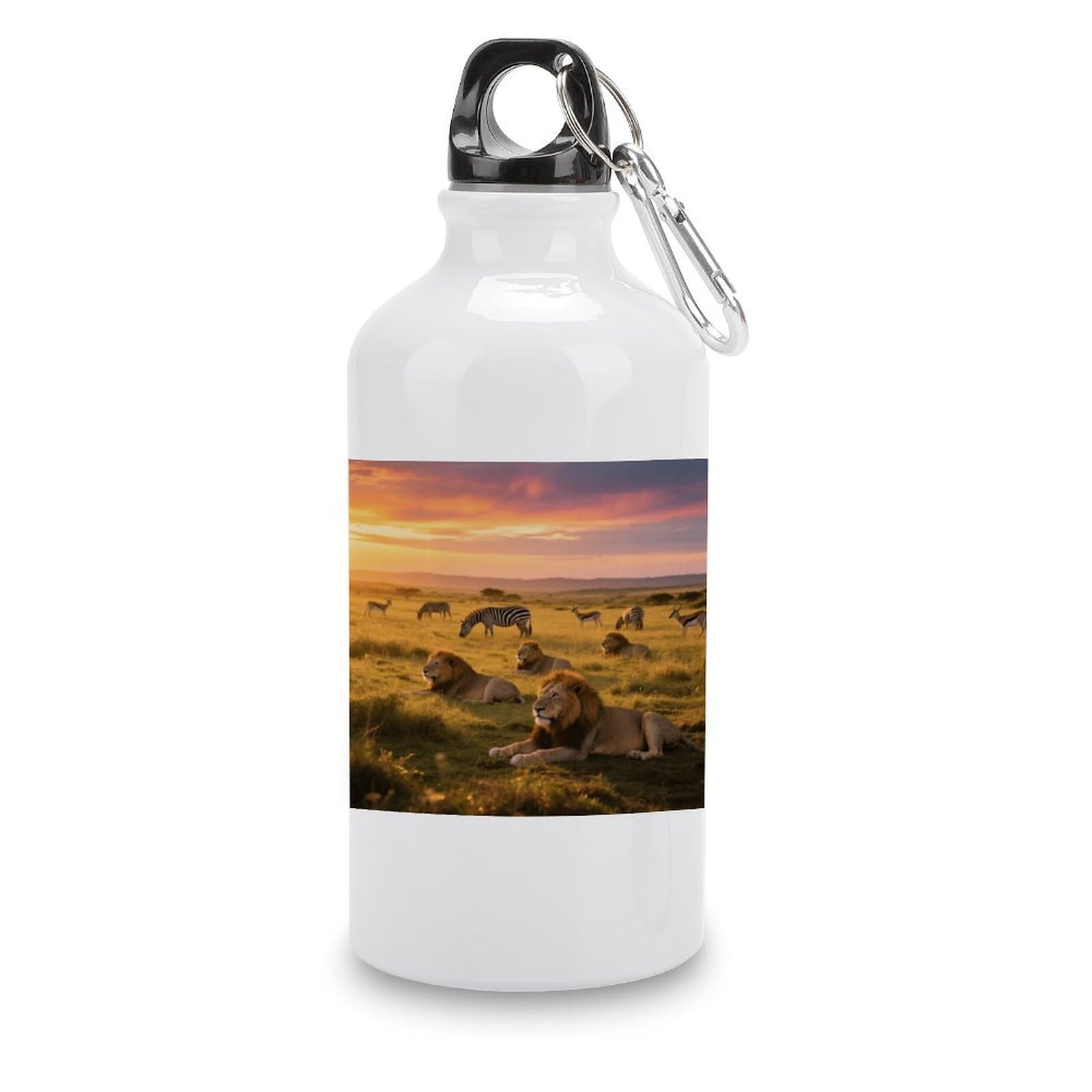 Fekiloot Style Grassland Animals At Dusk Aluminum Water Bottle Travel Tumbler Reusable Lightweight Outdoor Sports Water Bottles For Gym Sports Camping Hiking Fishing400ml