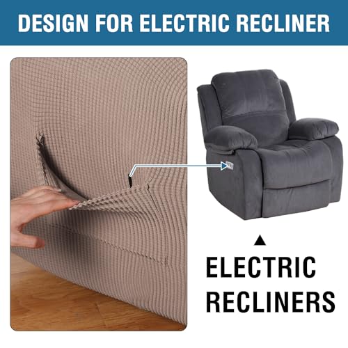 Image of H.VERSAILTEX Stretch Recliner Slipcovers 1-Piece Durable Soft High Stretch Jacquard Sofa Furniture Cover Form Fit Stretch Recliner Cover /Protector (Recliner, Sand)