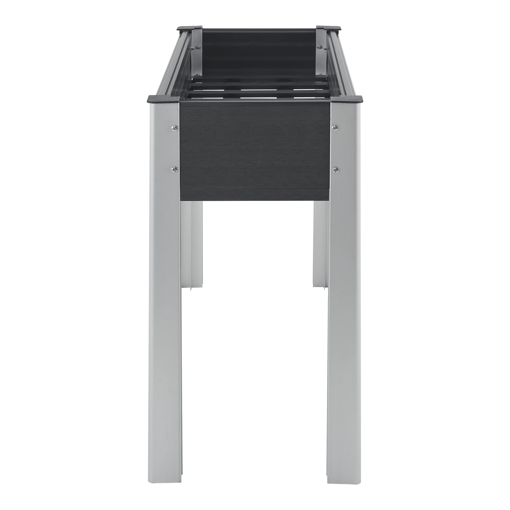 [en.casa] Huerto Urbano Beverwijk Mesa de Cultivo Rectangular Jardinera Soporte para Plantas Exterior Base de Rejilla Aluminio WPC 100 x 40 x 75 cm Gris Oscuro