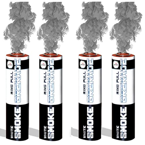 EXCLUSIVE ONLINE Pack of 4 Ring Pull Smoke Grenades Ideal for Paintball Weddings Photoshoots & Special Effects (White)