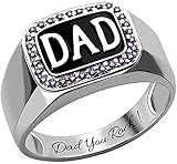 Getname Men's Sterling Silver Dad Ring - Fathers Day Gift With Personalized Engraving and Birthstone - Perfect for Husband or Him