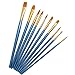 Produktbild Künstlerpinsel,10er Pack Fein Pinsel Art Painting Set für Aquarell Acryl Ölgemälde DIY Zeichnung Erwachsene Jugendliche Anfänger Kinder Künstler Nylon Blau