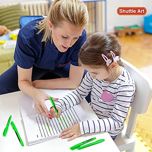 Shuttle Art Highlighters, 30 Pack Green Highlighters Bright Colours, Chisel Tip Dry-Quickly Non-Toxic Highlighter Markers for Adults Kids Highlighting in Home School Office