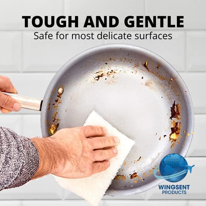 Image of Commercial Light Duty White Scrub Pad - 4.6 inch x 10 inch Non-Abrasive Cleaning Pad for Delicate Surfaces, Kitchen, Bathroom, Glass & More (2)