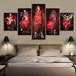 SFXYJ 5 Stuks Muur Kunst Akatsuki NARUTO Anime Poster Muurdecoratie Schilderijen Uchiha Itachi Animatie Kunst Spel…