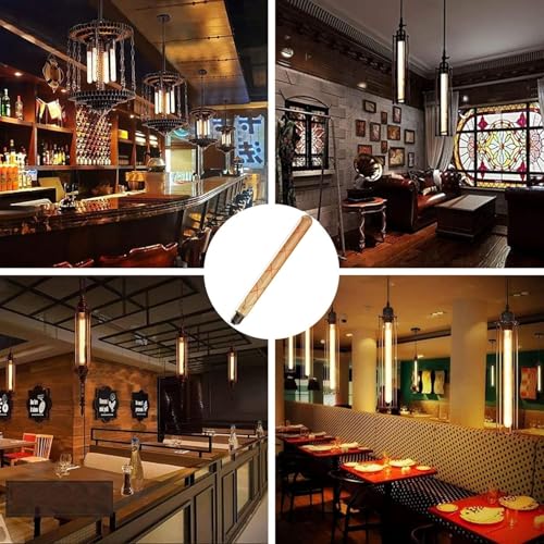 Image of OML T30 300mm 8W LED Filament Bulb - Amber Glass, Warm White 2700K, E27 Base, Vintage Edison Bulb for Wall Sconces, Chandeliers, and Decorative Fixtures