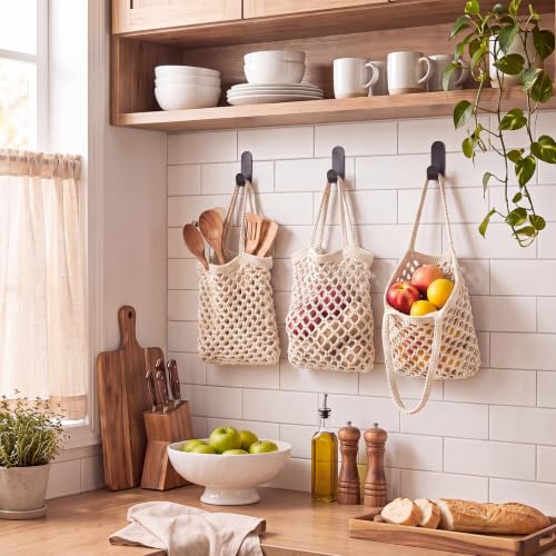 Image of Honeydak 3 Hanging Baskets, White, Mesh, Cotton Rope