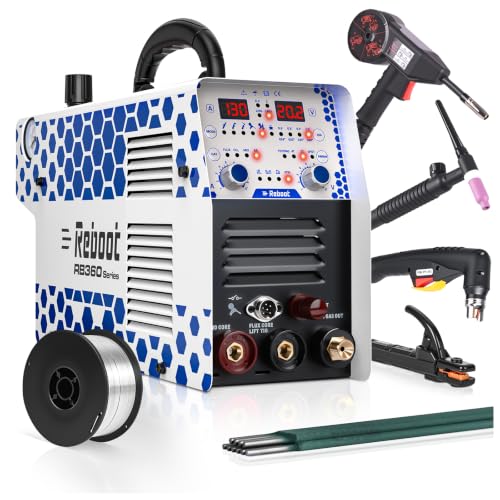 Reboot Poste à souder Aluminium 7-en-1 MIG TIG MMA Plasma. Inclut Pistolet Dévidoir et Torche TIG. Coupe Plasma 30A Non-HF. Double Tension 120/240V. Pour...