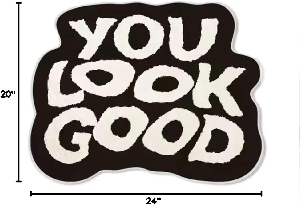 Simple Bathroom Rugs You Look Good 20x24 inch Area Rugs Absorbent Bath Rugs Non-Slip Shower Rug for Bathroom Kitchen Sink Bedroom Floor Mat Carpet (Black, 20x24 inch)