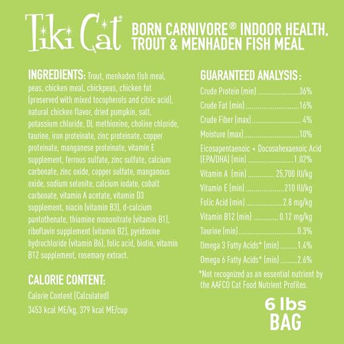 Image of Tiki Cat Born Carnivore Indoor Health, Trout & Menhaden Fish Meal, 6 lbs Bag
