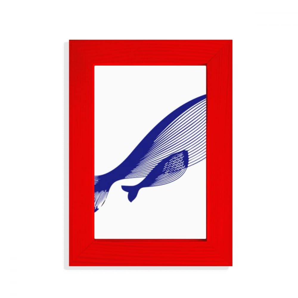 Cadre photo rouge Océan la baleine bleue pour décorer un salon