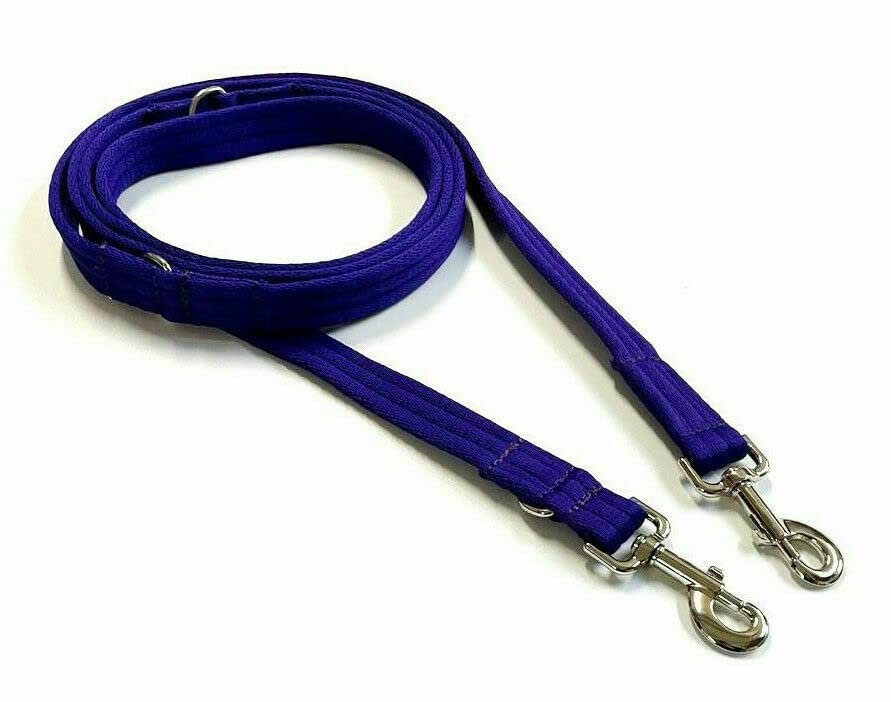 Double Ended Dog Training Lead Police Style Adjustable Leash 5ft (1.5 Metres) Multi-Functional In Air Webbing (Purple, 20mm Air Webbing) — image 1