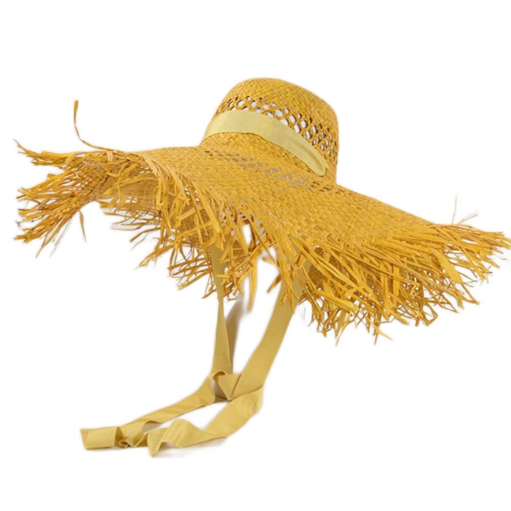 Strandhüte mit breiter Krempe für Frauen, breiter Rand, Sonnenhut, Damen, hohl, atmungsaktiv, Sommer, kühler Strohhut