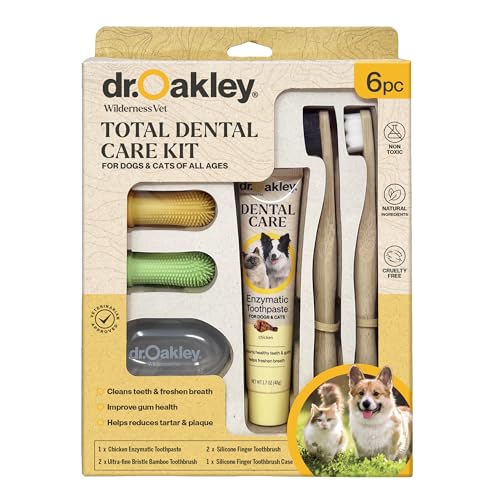 Dr. Oakley Total Dental Care Kit for Dogs & Cats: Chicken Flavor -Toothpaste, Brushes, and Case, Natural