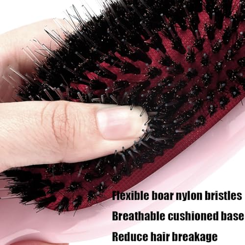 Morsafe Boar Bristle Detangling Hair Brush for Curly Fine Tangled Hair, Anti-frizz Paddle Detangler Brush Boar Nylon Mixed Bristle Styling Hairbrush for Women Men, Less Pulling and Hair Breakage — view 5