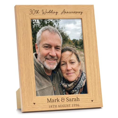 Image of Beecreative 30th Anniversary Wedding Gifts, Personalised Photo Frame