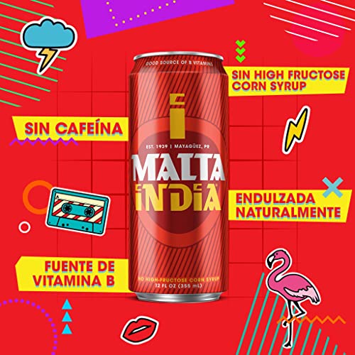 Image of Malta India - Malt Beverage Non Alcoholic Original from Puerto Rico, 8 Ounce (Pack of 6) - Packaging may vary