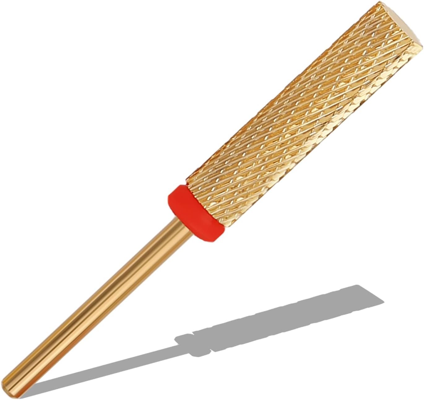 Super Long 24mm Flat Top 5-in-1 Nail Drill Bits, 3/32" Two-Way Rotate Carbide Tungsten Bits for Acrylic/Gel Removal,Professional Electric Drill Accessories for Manicure & Pedicure (Gold, Fine-F)