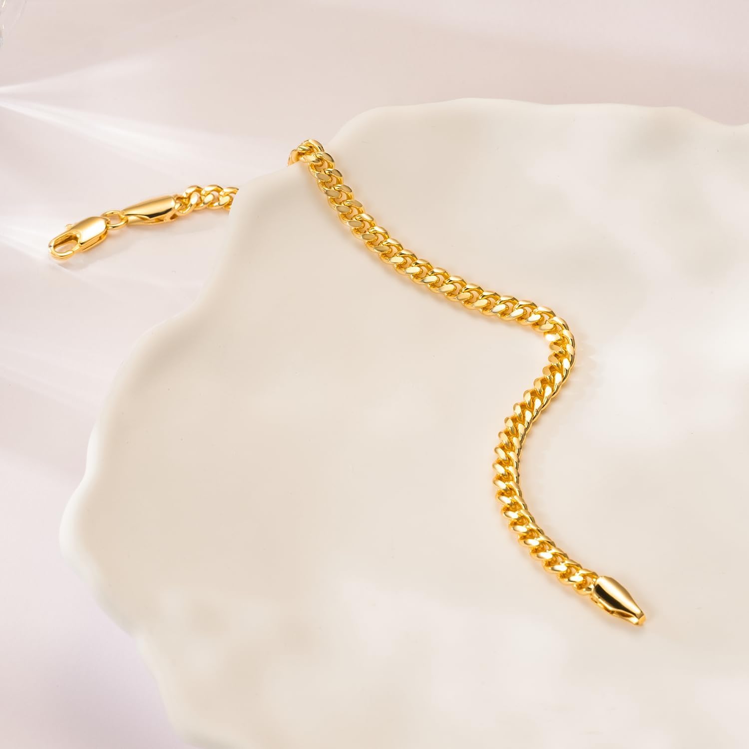 14K Gold Plated Bracelets for Men Cuban Link Chain for Mens Non Tarnish Dainty Charm Bracelet Gift with Lobster Clasp Gold Plated Jewelry 6.5/7/7.5/8/8.5in - Image 5