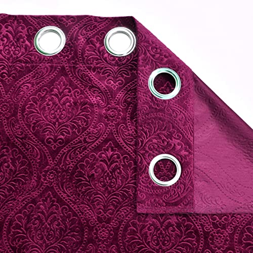 Image of Fabrilia Velvet Eyelet Window Curtain 5 feet Long for Living Room /Bedroom, Wine, Pack of 1 Piece