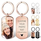 Rainsar Llaveros Personalizados con Foto | Llavero Personalizado Grabable con Foto y Texto, Acero Inoxidable, Regalo para Novio, Papá y Seres Queridos - Ideal para San Valentín y Aniversario