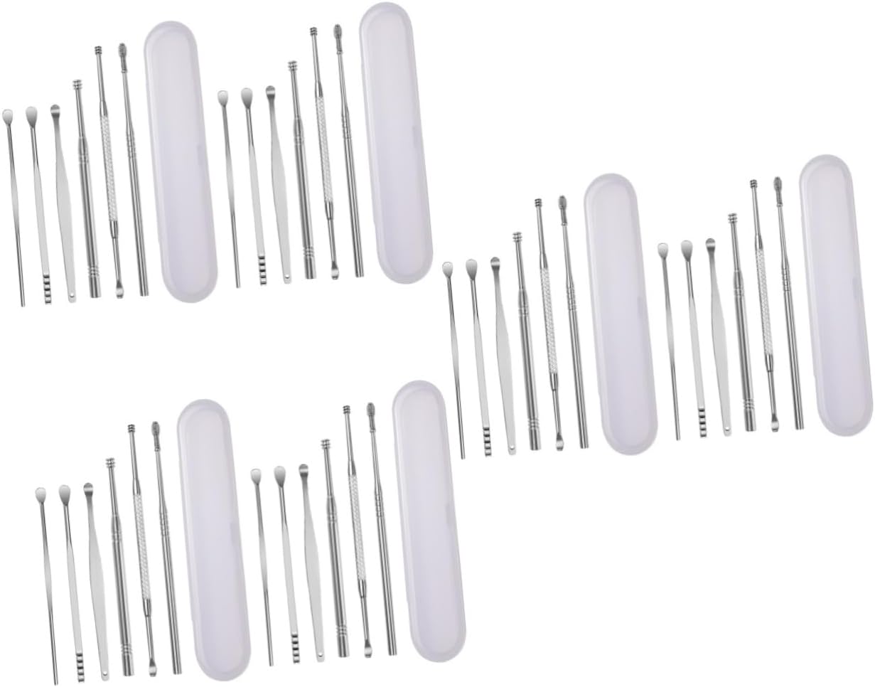 6sets Earwax Removal Tool Sturdy Ear Scoop Skid Design Boys and Girls and Adults Ear Spoon Set Made of -Grade Stainless Steel