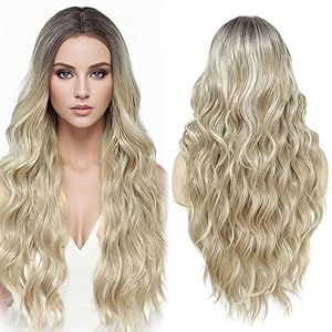 PARXITN Long Wavy Synthetic Wig 60 cm Lace Front Middle Parting Natural Synthetic Hair Wig Daily Party Cosplay Wear Wigs Women