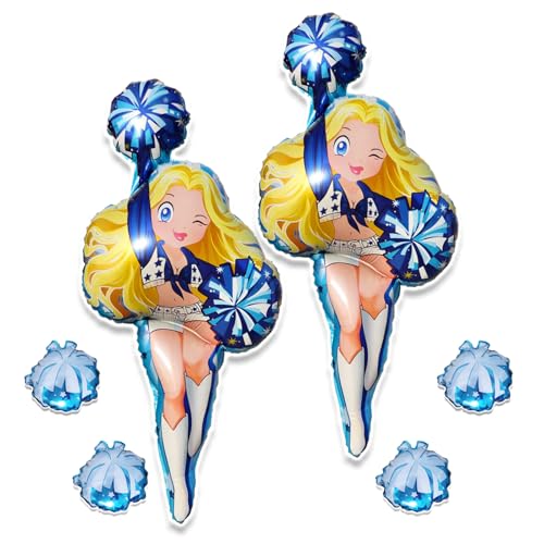 Image of Cheerleader Foil Balloons with Cheer Pom Poms Balloon for The World Cup Cheer Party Supplies Helium-Ready Cheerleading Birthday Party Decorations High School Celebration Event